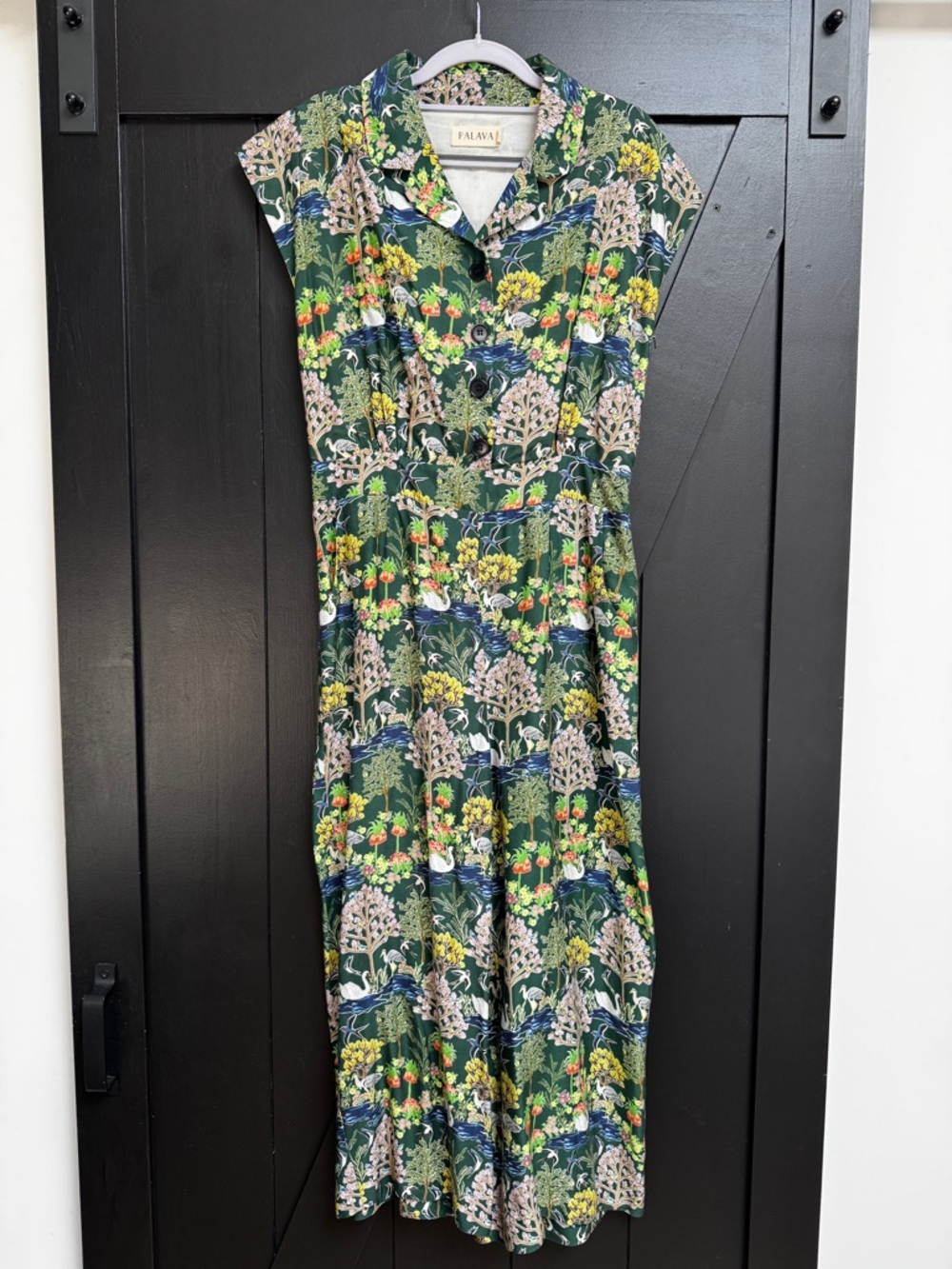 Palava Francesca - Green Botanical Gardens Tencel Jumpsuit UK 12/US 8 - Like New - Picture 8 of 16